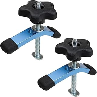 POWERTEC 71389 T-Track Mini Hold-Down Clamp, 3-5/8" L x 3/4" W – 2 Pack,Blue Black
