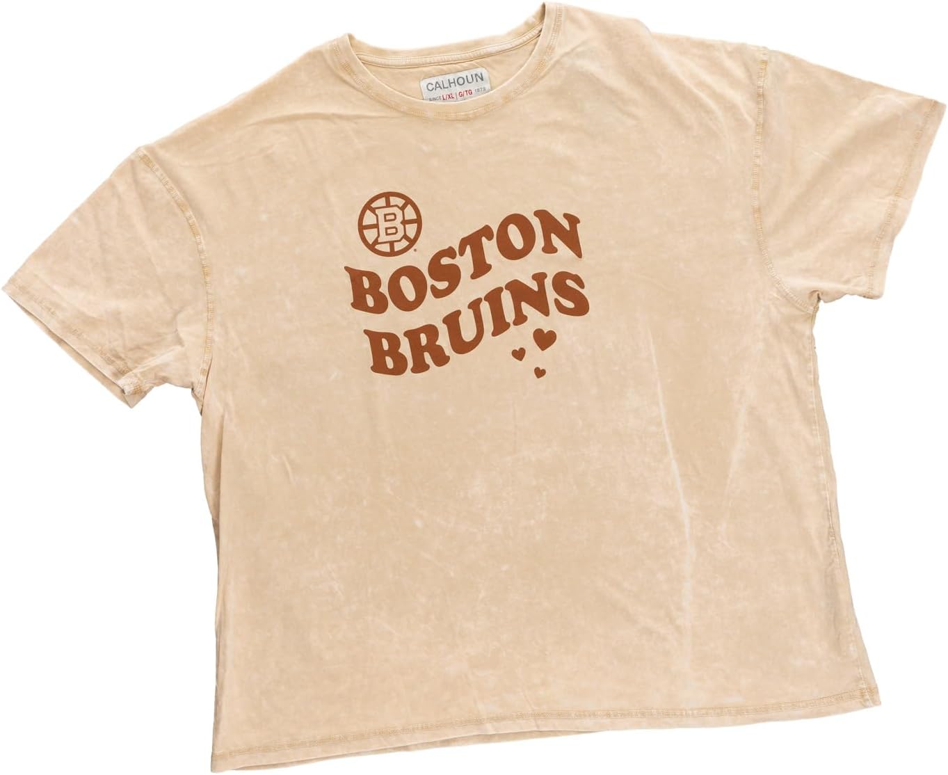 Calhoun NHL Womens Oversized Loose Fit Drop Shoulder Vintage Style Acid Wash Crewneck Short Sleeve T-Shirt - Image 5