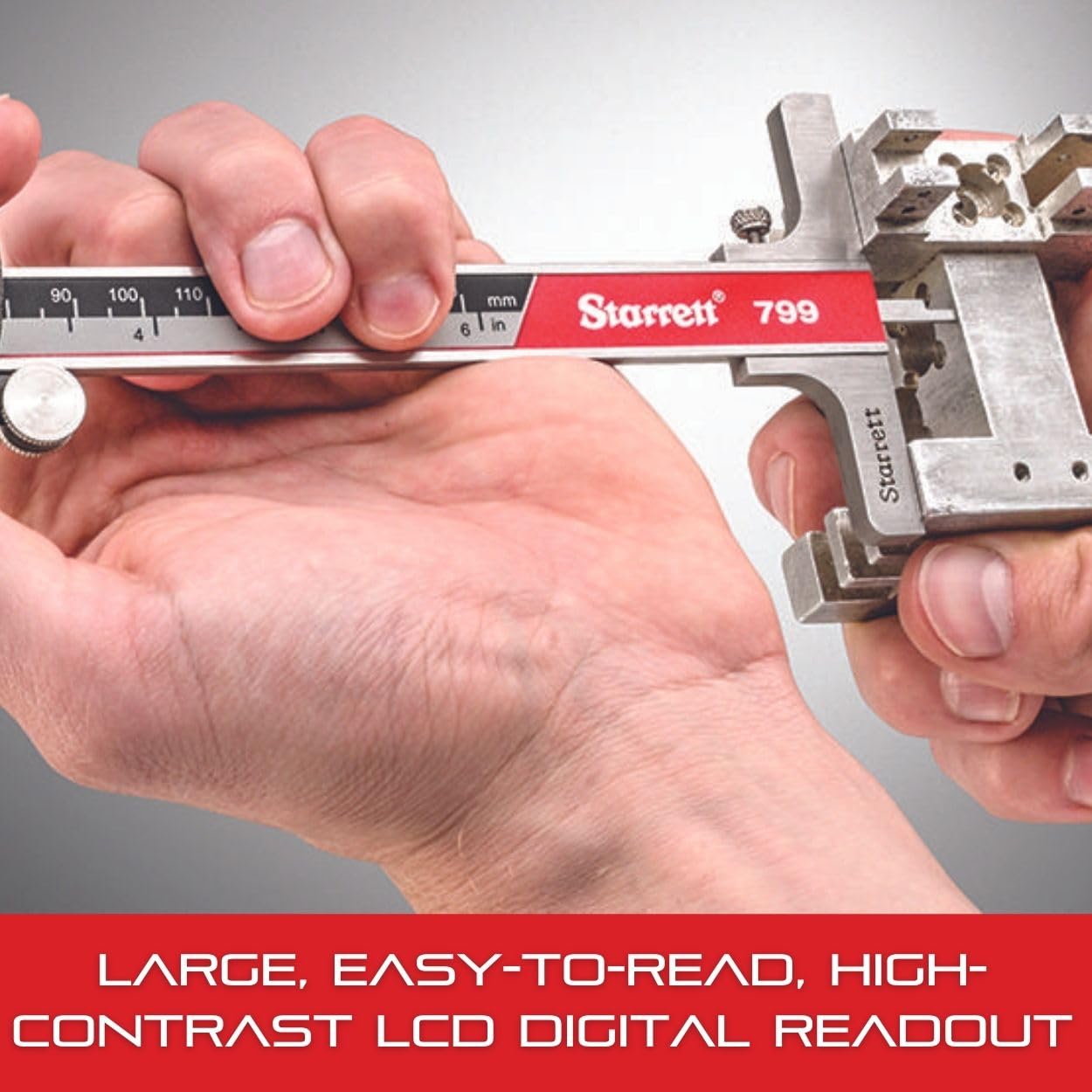 Starrett Electronic Caliper with Hardened Stainless Steel Body and Integrated Depth Rod - Auto-Off Feature, 0-12" Range, .0005" Resolution - EC799B-12/300
