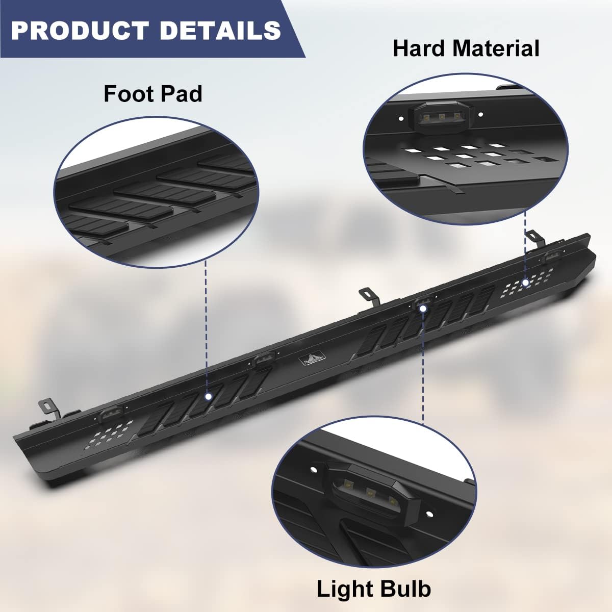 ROXX Steel Running Boards & Steps Nerf Bars Compatible with 2019-2026 Jeep Gladiator JT 4-Door Black, A Pair Black Powder Coated Heavy Duty Off-Road Side Steps