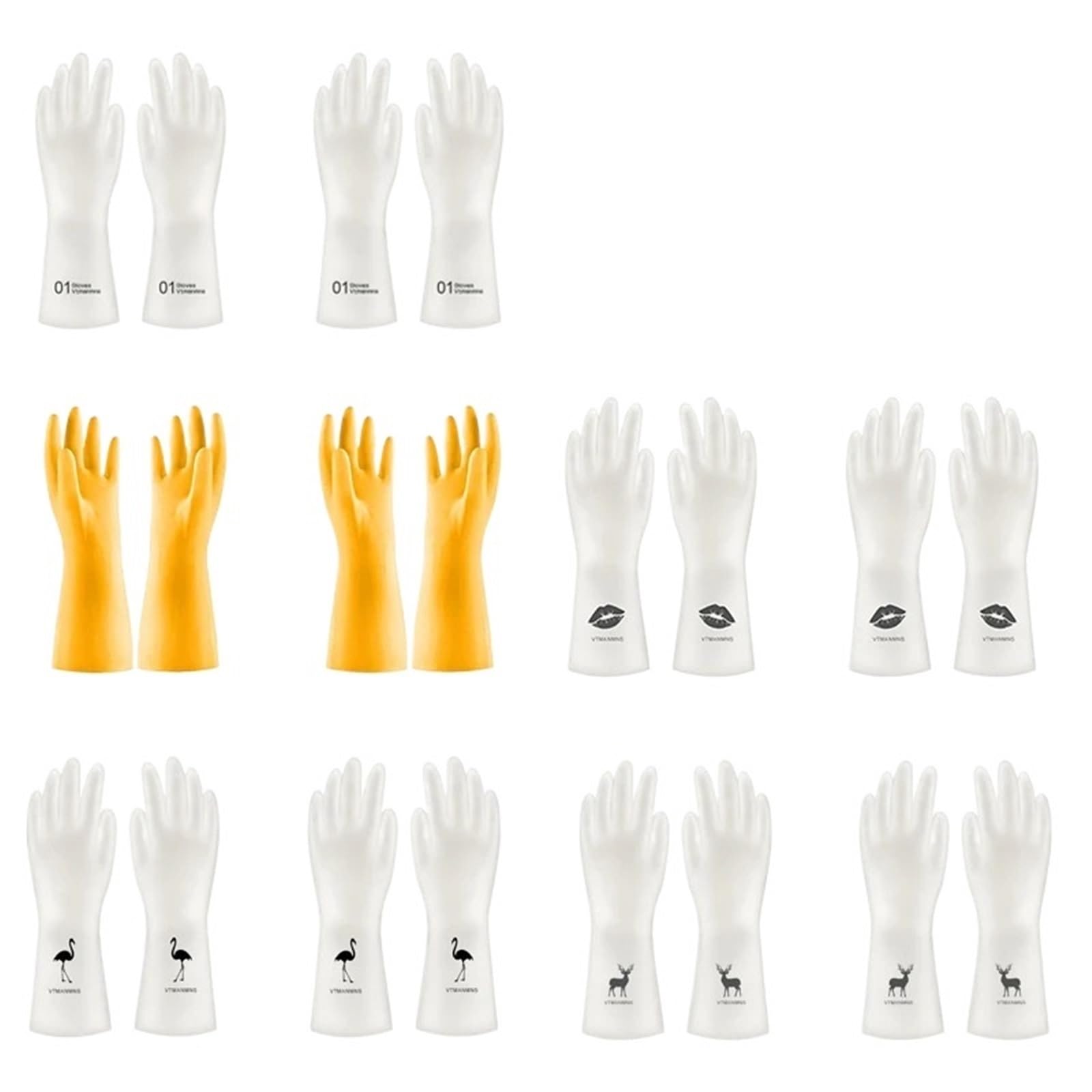 Guantes para la limpieza 10 pares de guantes limpieza Pvc impermeables, resistentes al desgaste, Material látex antideslizante, tareas domésticas(Mix x10,152 * 92cm)