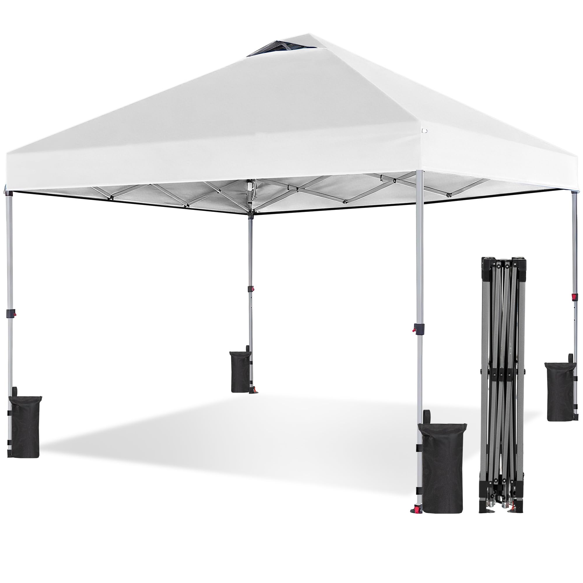 10x10 FT Pop Up Canopy, Easy Up Canopy Tent for Outdoor Patio, Backyard Parties Camping & Beach, Heavy Duty Instant Canopies with 1-Button Setup, 3 Adjustable Heights, UPF 50+ & Wheeled Bag — view 15