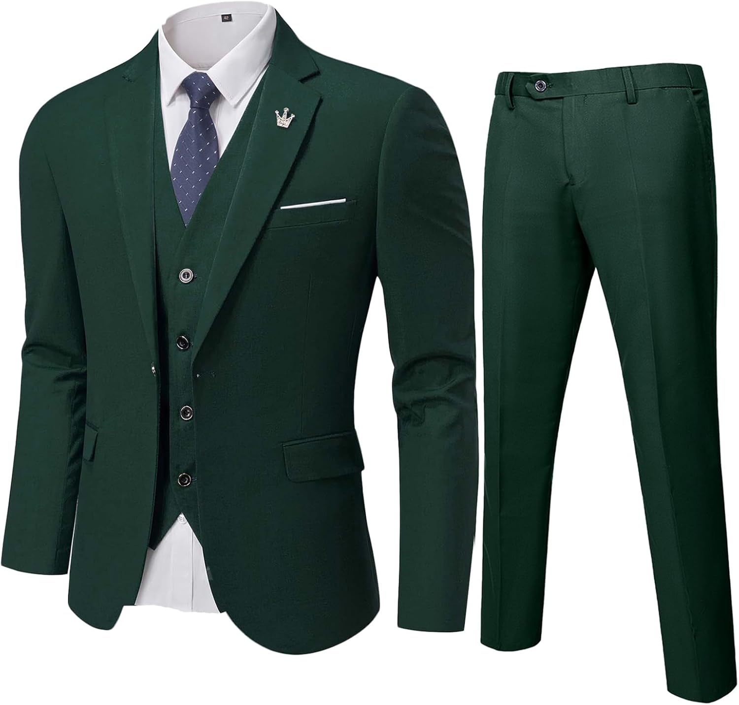 MY'S Men's 3 Piece Slim Fit Suit Set, One Button Solid Jacket Vest Pants... - Picture 61 of 138