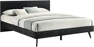 King Size Bed Frame Wood Platform Bed Modern Black Finish Bedroom Furniture