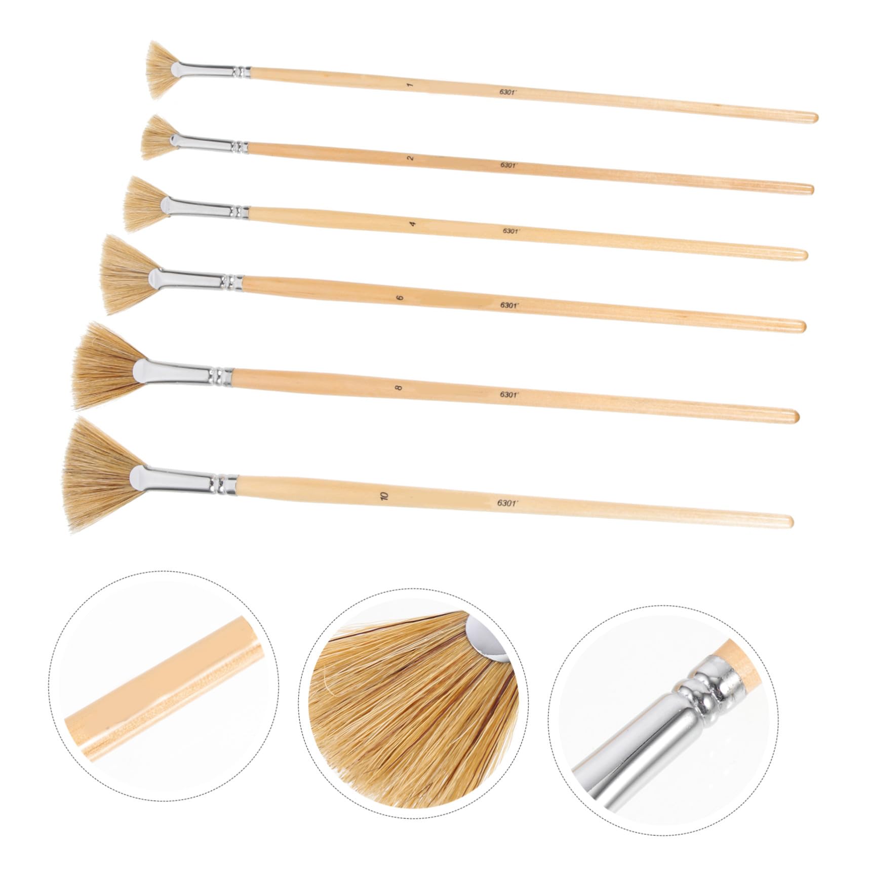 Angoily 3 Ensembles Set De Pinceaux Éventail Brosse Aquarelle Multifonctionnelle pour Peinture Huile Gouache pour Activités 6 Pièces * 3