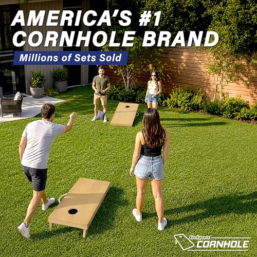 Image of GoSports 4 x 2 ft Classic Wooden Cornhole Board Set - Portable Bean Bag Toss Game for Adults & Family - Includes Set of 8 Bean Bags with Tote Bag