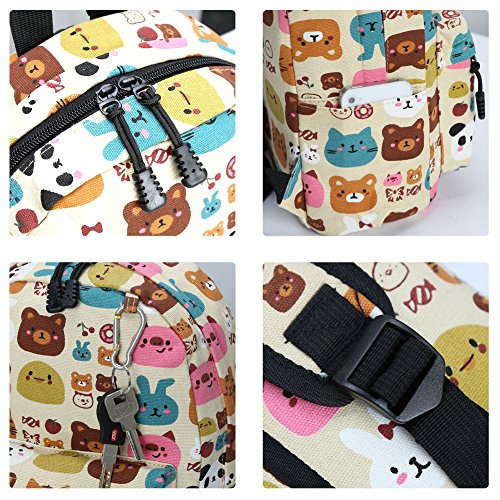 Zicac Children's Cute Canvas Backpacks Mini Rucksack Bag (M, Beige) #TOP7