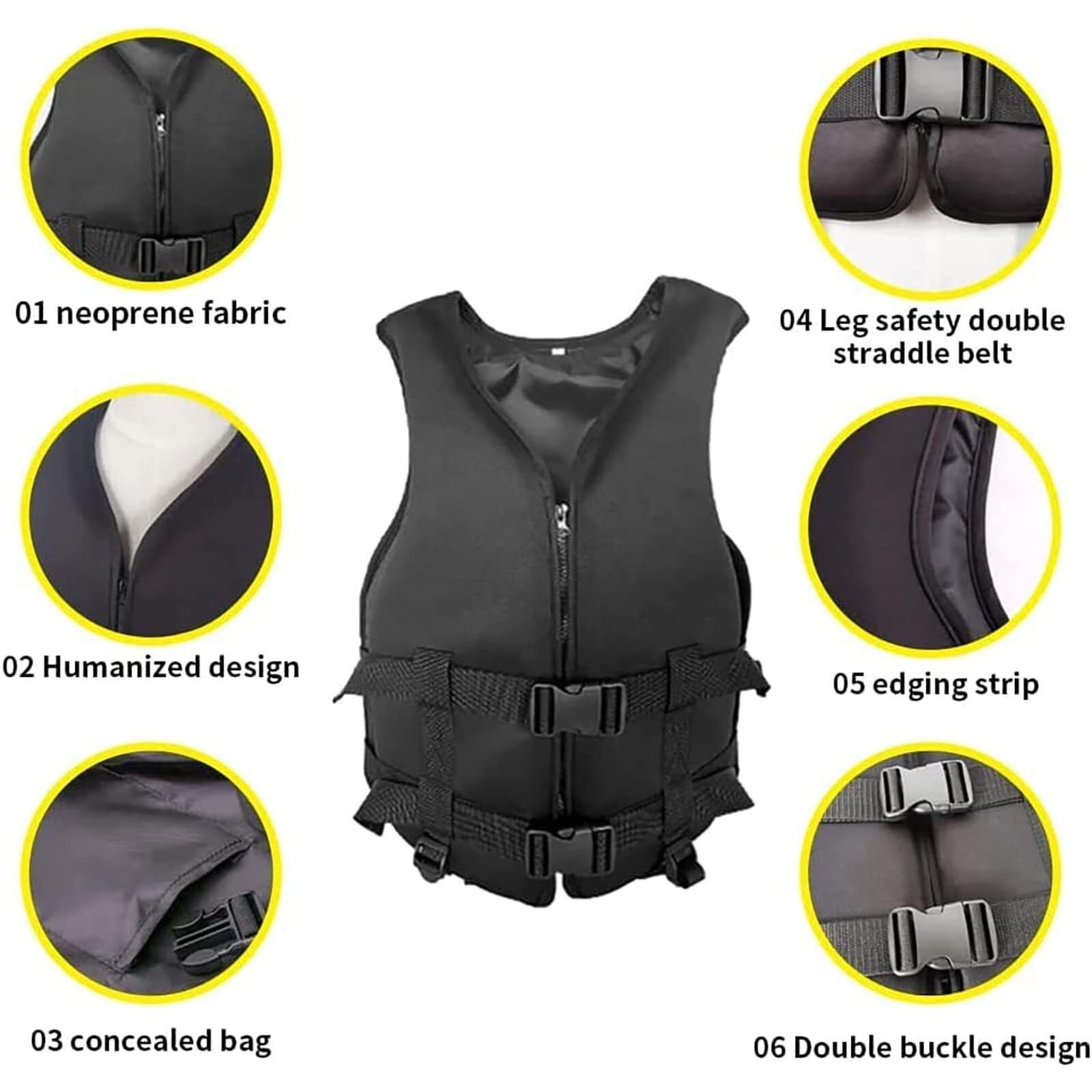 River Vest Unisex Alta Galleggiabilità Portatile Per Surf Canoa Pagaia | Guscio Neoprene Morbido Inserto Schiuma EPE Cinghie Rilascio Rapido Durante Barca Nuoto Svago