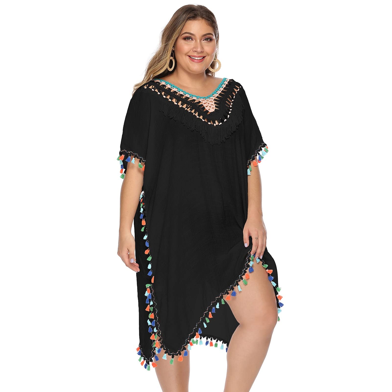 LXWQYC Encubrimiento de talla grande for mujeres vestidos de natación en la playa suelta Bikini blusa en vestino en v