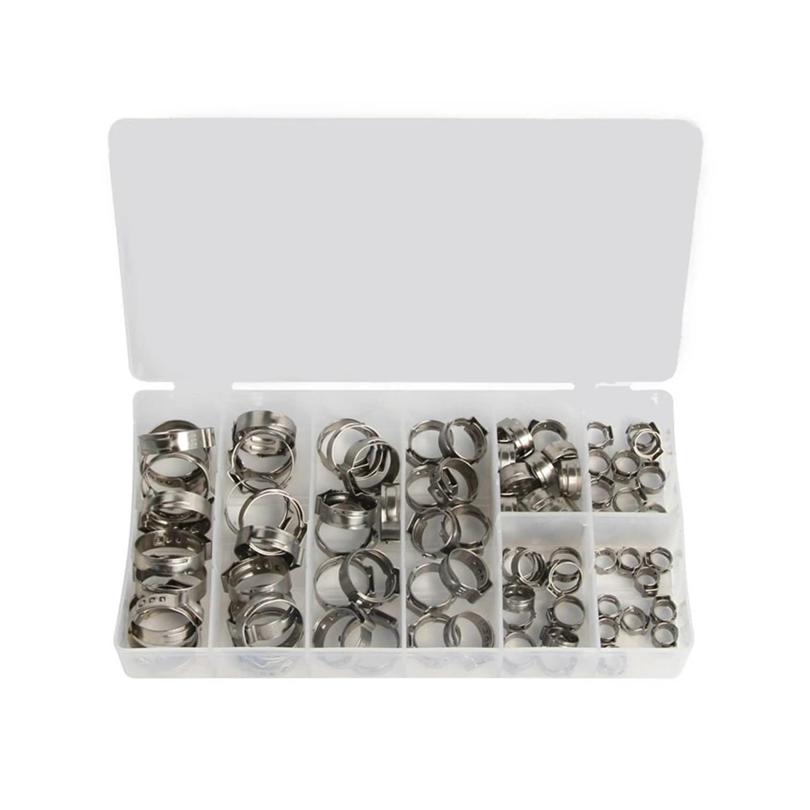 Abrazaderas de Manguera continuas de un Solo oído, 45/80/100/140 Uds., 7-23,5mm, Abrazaderas de Manguera de Acero Inoxidable 304, Anillos de Abrazadera Cinch for Tipos de Sellado (Size : 80PC