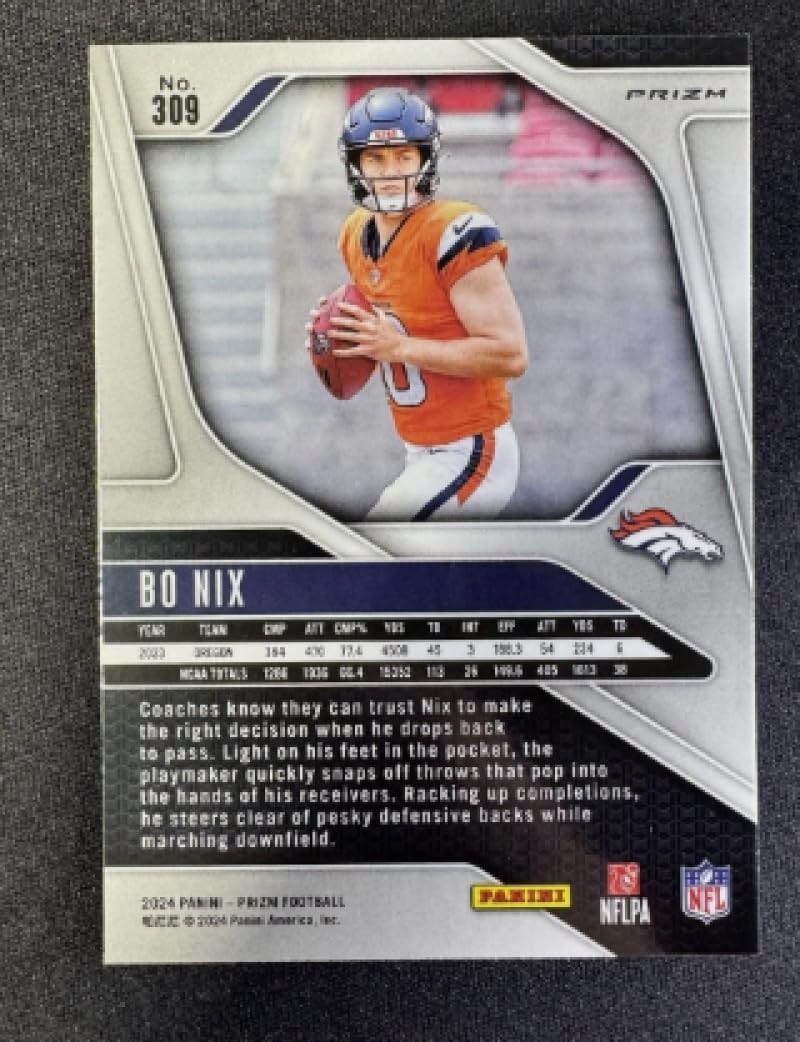 Football Trading Card 2024 Panini Prizm Prizm Pink #309 Bo Nix EX++ Excellent++ RC Rookie Broncos