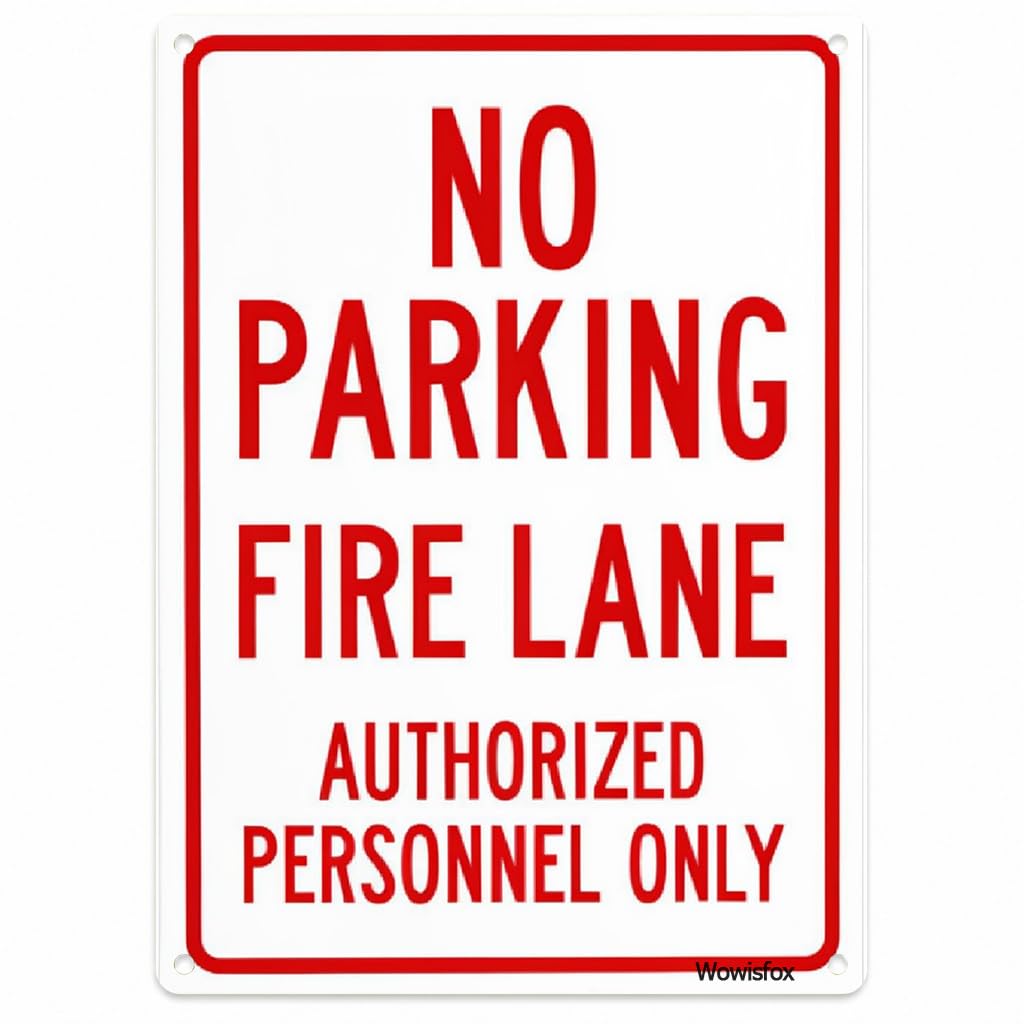 No Parking Fire Lane Sign, 8 x 12 Inch Aluminum, Mounting Holes