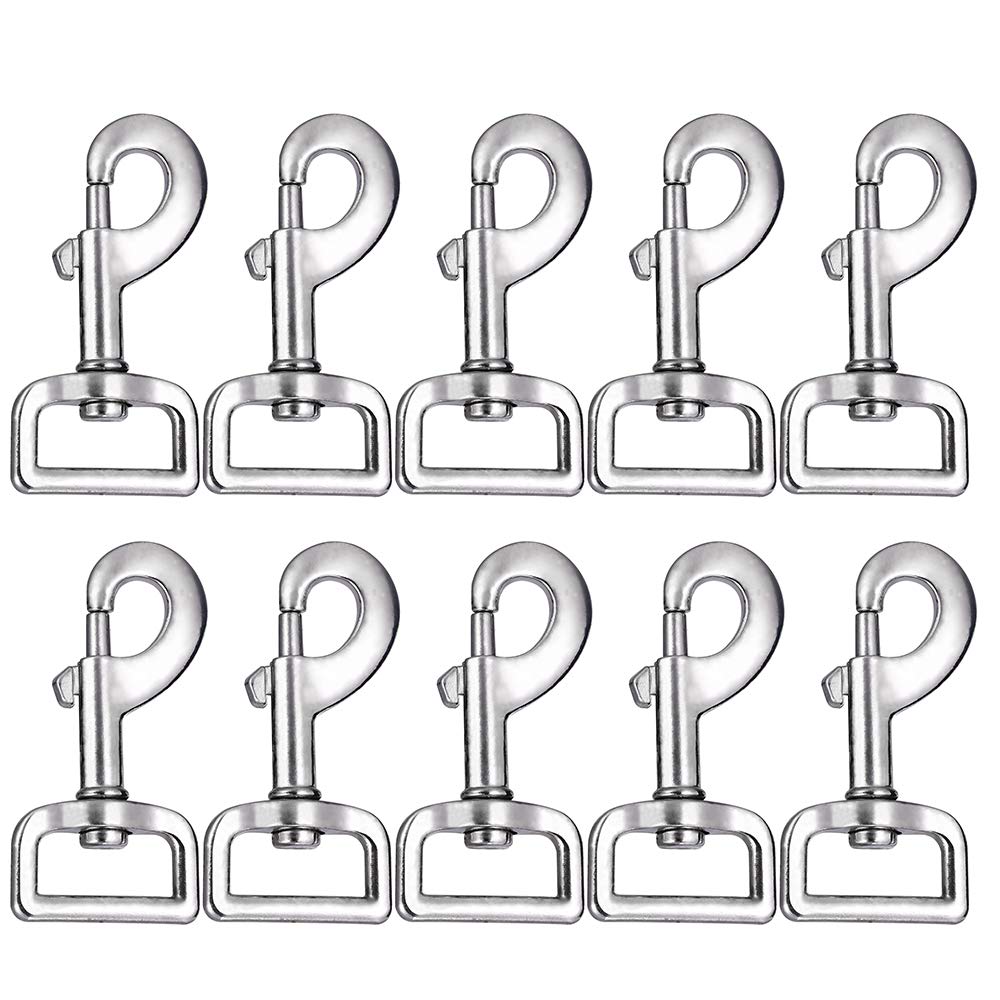 Lucky Goddness 10pcs Swivel Snap Hooks for Dog Leash Collar Linking, Metal Heavy Duty Eye Lobster Claw Clasp Multipurpose- Perfect for Pet Buckle Key