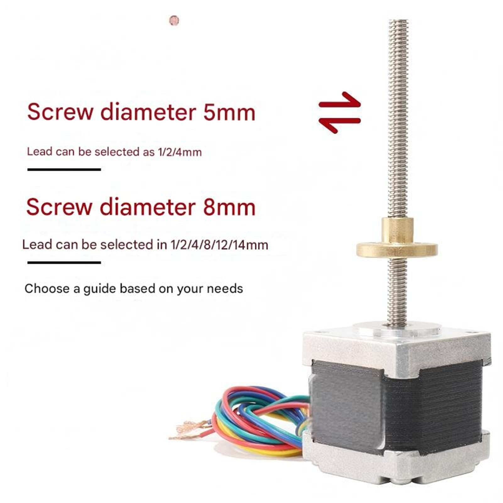 Motor paso a Nema14 T5/T8 tornillo de plomo 1/2/4/8/12/14mm 100MM longitud 1,8 grados .3A 0.15NM for Monitor impresora 3D motor(T8,Height 28mm 8 Screw Lead)