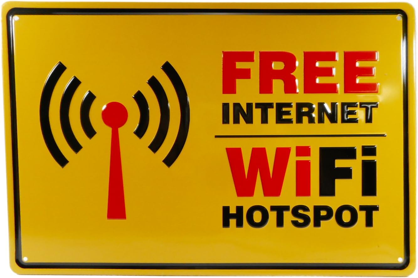 Metal Sign Free Internet WiFi Hotsport 30 x 20 cm Decorative GTT J048