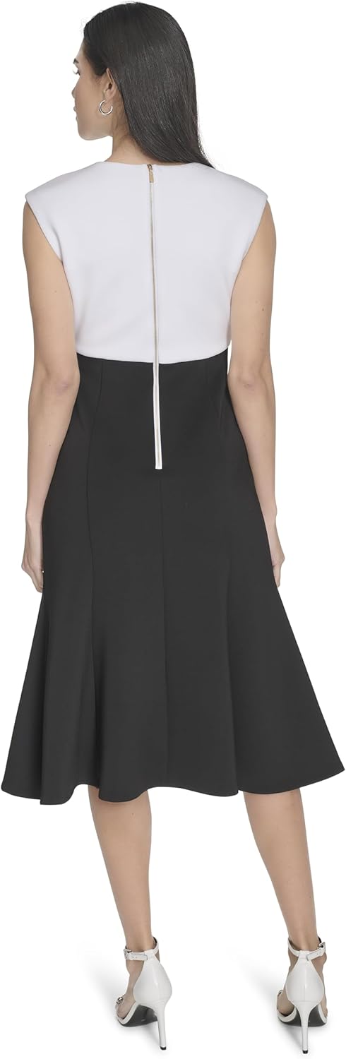 Calvin Klein Womens Sleeveless V-Neck Two Tone Midi Shift Dress - Image 4