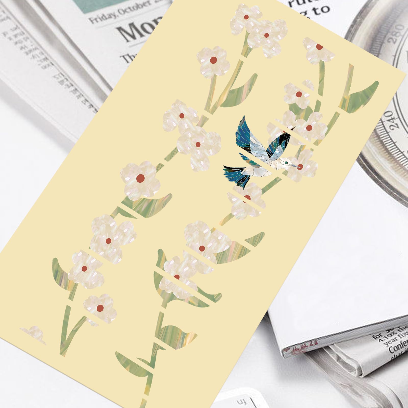 PLIGREAT 2 sheets flower branch guitar fret markers stickers art design decal stickers for music guitar ukulele acoustic guitar electric guitar bass DIY decor - Image 4