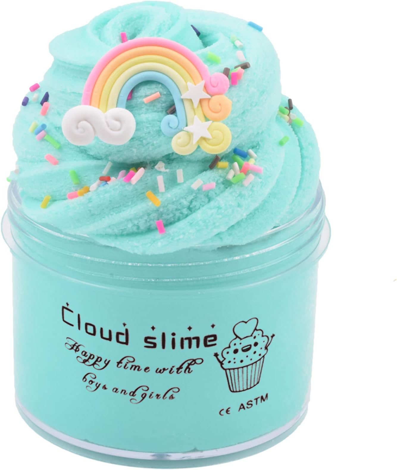 Rainbow Cloud Ocean Blue Premade Snow Slime 7OZ/200ML - Scented Silk Mud With Charm DIY Xmas Toys for Girls Boys Party Favors