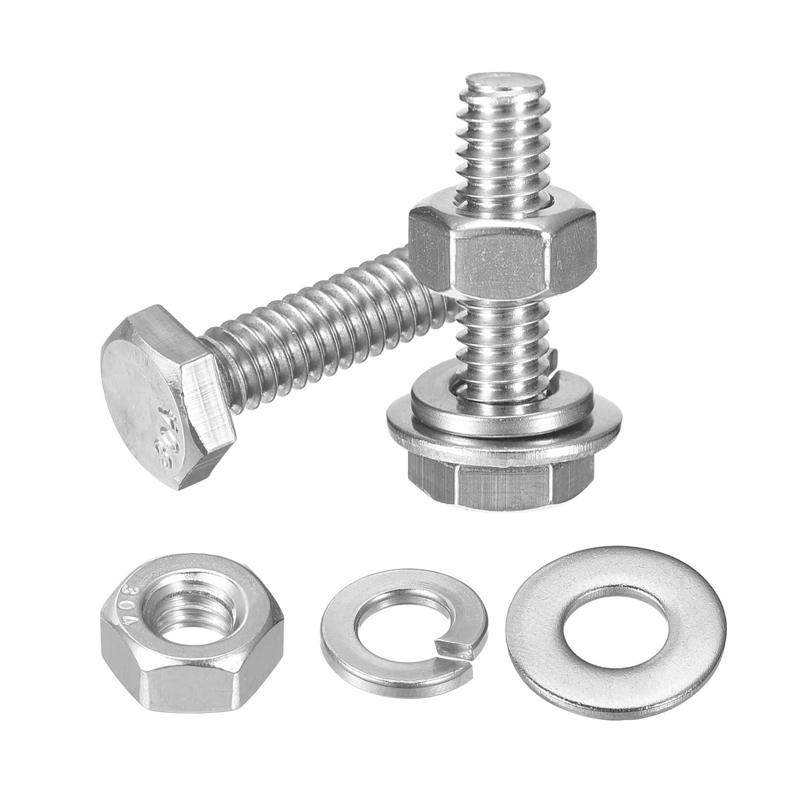 QUARKZMAN Sechskantschrauben 1/4-20 X 3/4 - 304 Edelstahl, Flanschkopf, 25 Stück