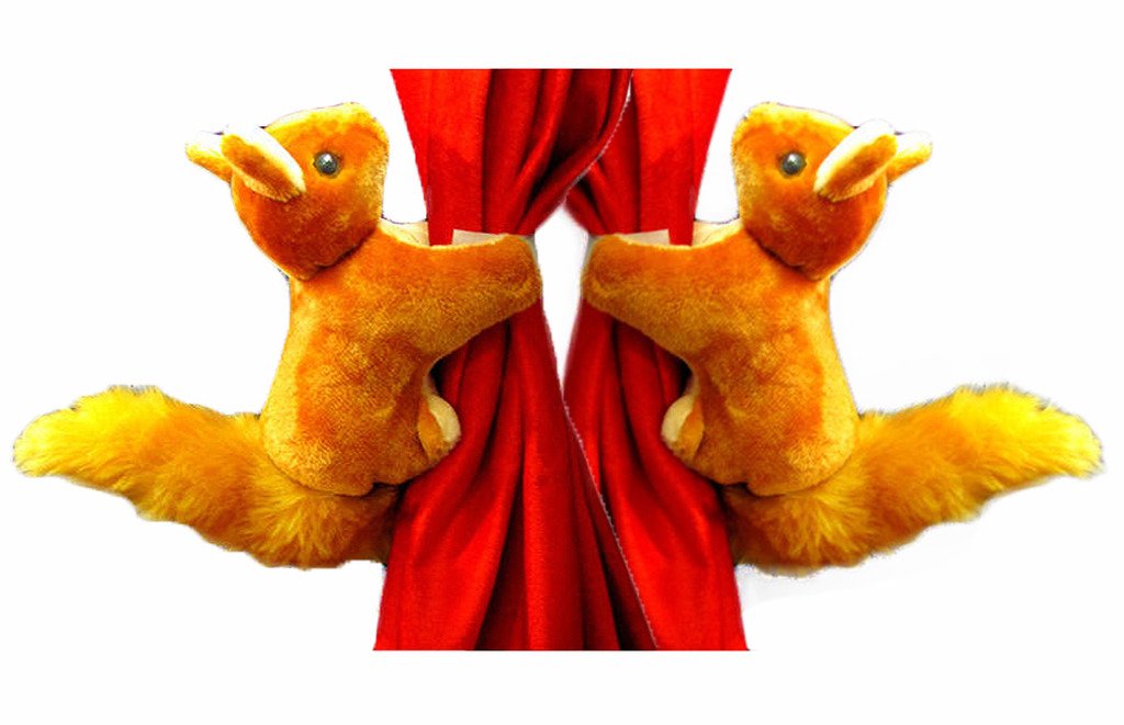 Tickles 2 Pcs Squirrel Soft Plush Toy Curtain Tiebacks Buckle Holder Clip Velcro for Children Living Room Decoration Accessories Window Curtain Decoration (Size: 20 cm Color: Brown)