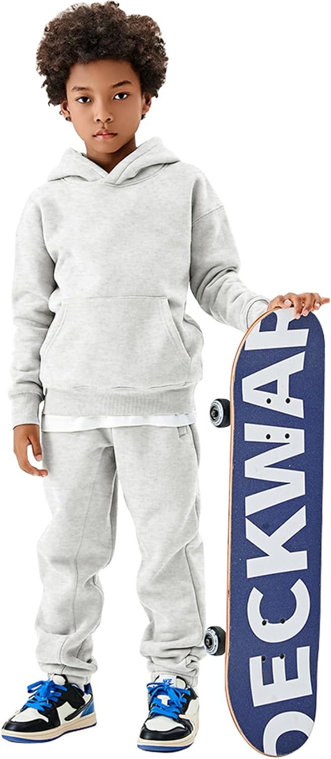 Flygo Girls Boys Fleece 2 Piece Outfits Pants Set Hoodies Sweatshirt and Jogger Sweatpants - Image 2