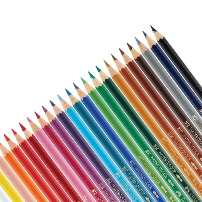 Faber-Castell Karton Kutu Sulu Boya Kalemi, 24 Renk, Suda Çözünebilir, Fırça ve Kalem Hediyeli, Yaratıcılığı Destekleyen Boya Kalemi
