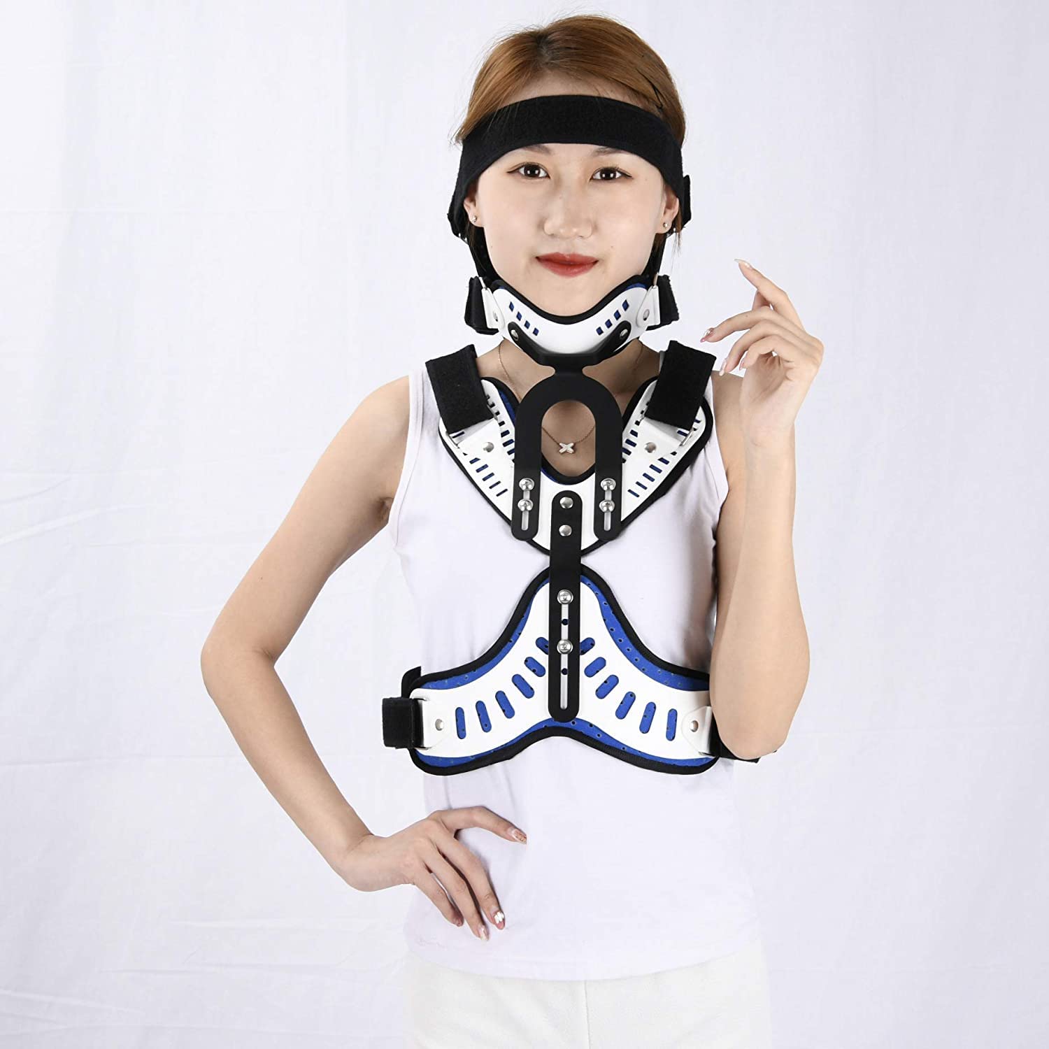 MRKU Ortesis Ajustable para Cabeza, Cuello, Pecho, Columna Cervical y torácica, para Alivio de Lesiones en el Cuello, la Parte Superior de la Espalda y la Cabeza.