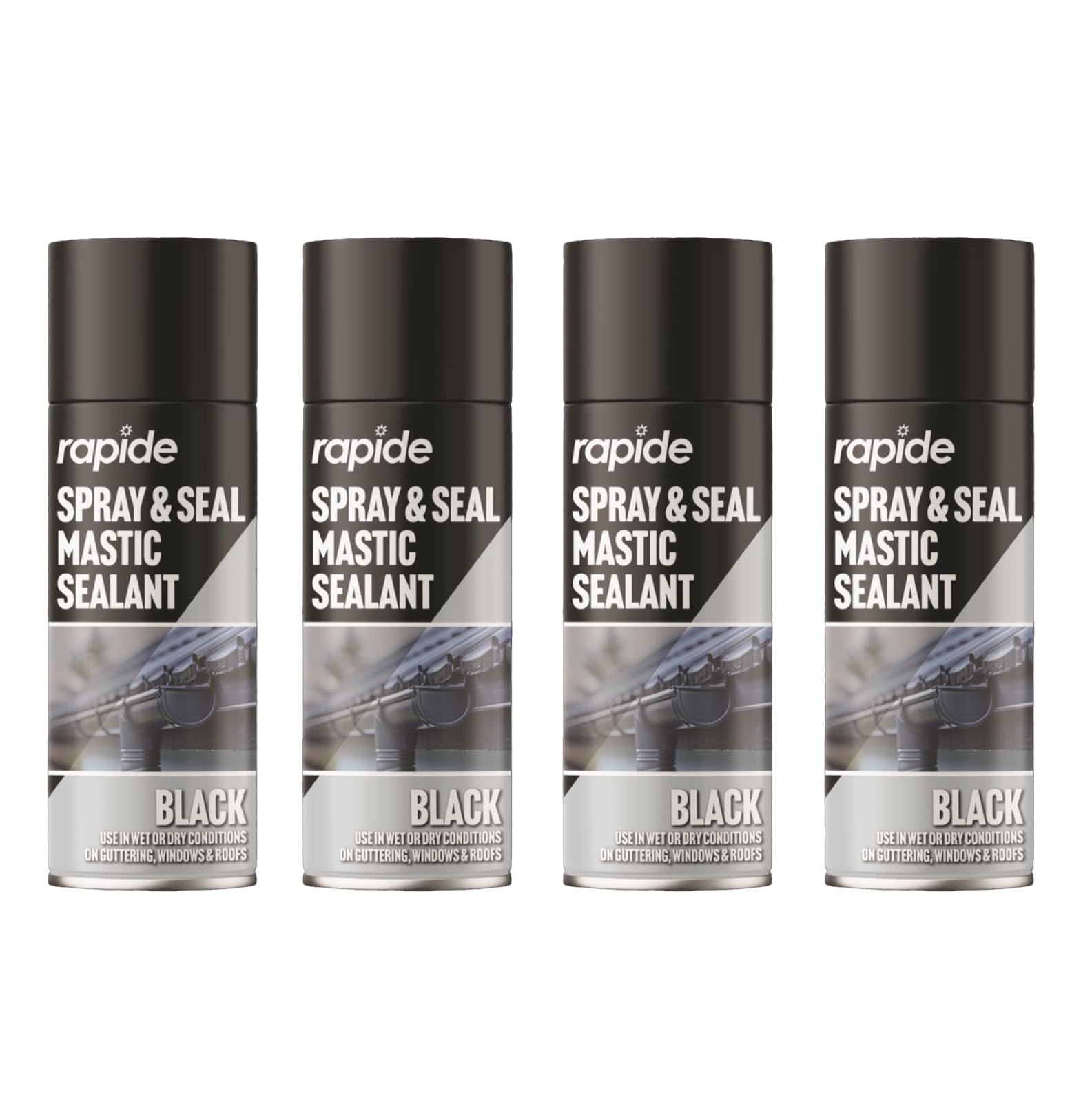 Black Spray, Seal Mastic Black Spray, Repair Cracks Roofs Window, Paint Sealant Roof Window Pipes Guttering, Superior Long Lasting Seals, Seal Fix Waterproof Mastic Sealant 400 ml (4 PCS)