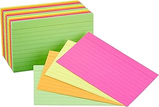 EIDANZ Ruled Index Flash Cards, Assorted Neon Colored, A6, 300-Count Colourful Flash Cards Index Cards Ruled Notecards with Tab 10cm x 15cm for Learning Note Taking to Do List (EDNZ-FIC-01)