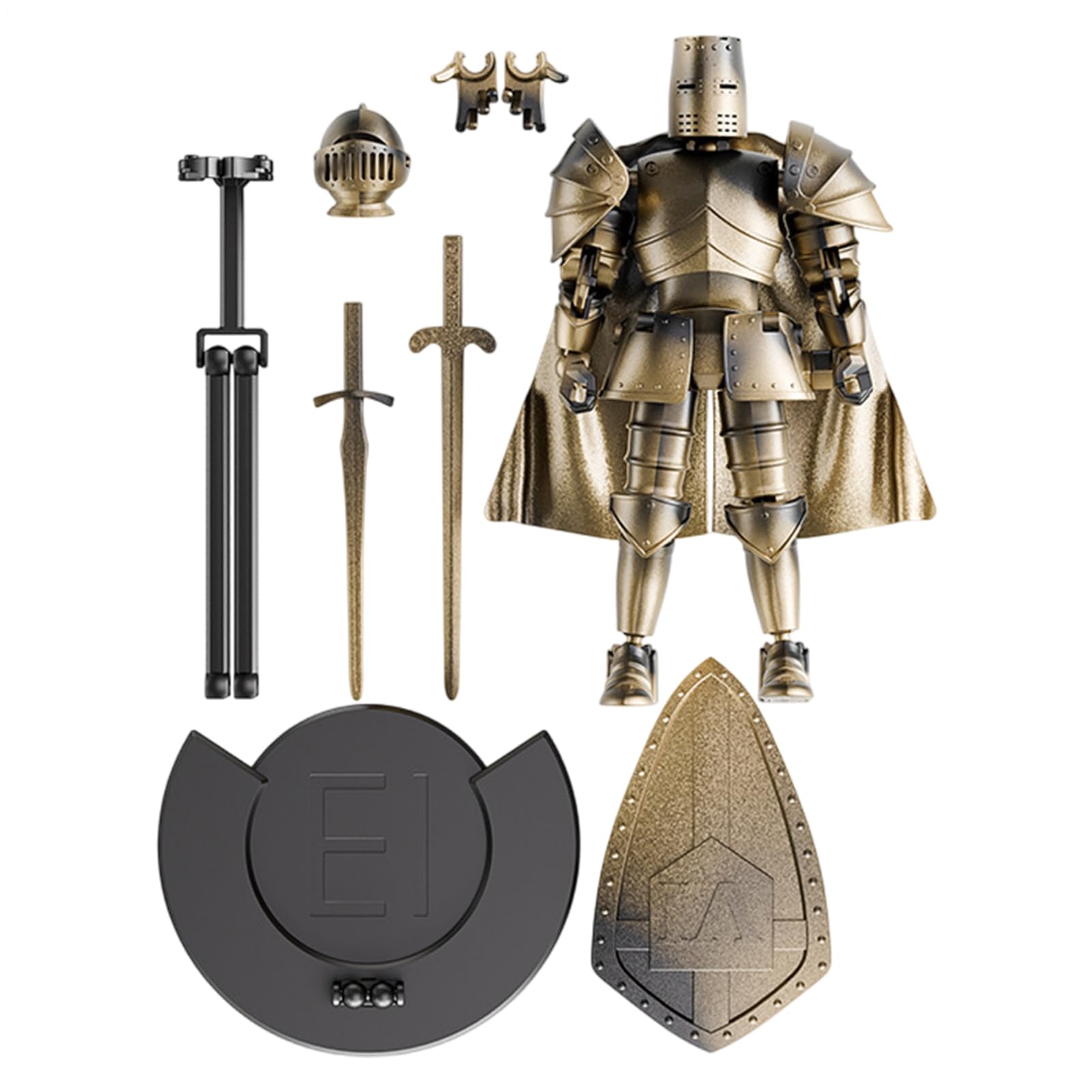 Phytress 14cm Medieval Knight Action Figure, Multi-jointed Movable Action Figure With Bottom Support, Weapons And shieldss, Desktop Decorations, Adults Collectible Figurine For Coffee Table