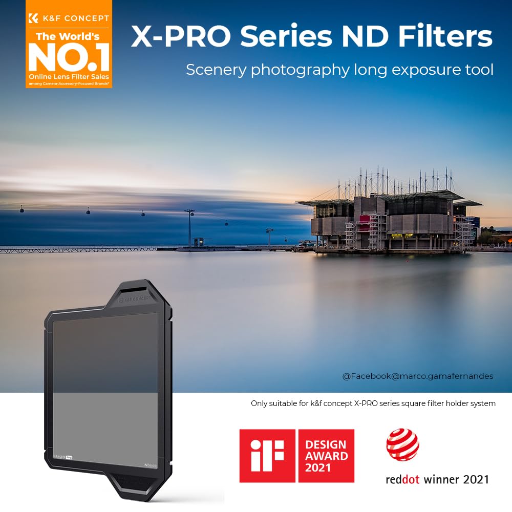 K&F CONCEPT Filtr ND8 kwadratowy 100x100mm z ramą do uchwytu filtra X-Pro | Trwałe,Solidne,Nano-powłoki,HD,Wodoodporny, Odporny na olej i zarysowania,Seria Nano-X Pro,FH901