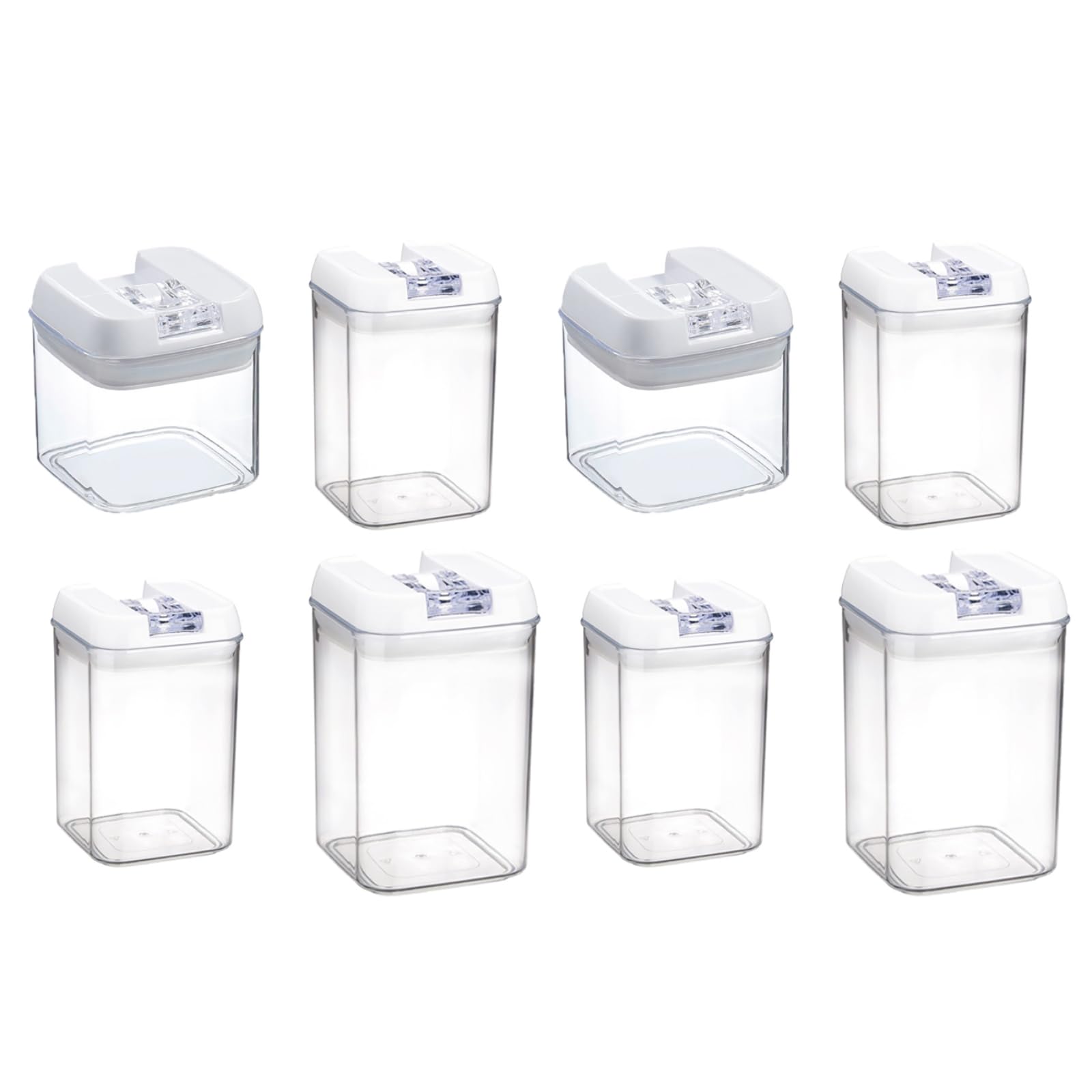 Set di 8 contenitori ermetici per alimenti, 500 ml/800 ml/1200 ml, trasparenti, per cereali, farina, zucchero e prodotti da forno