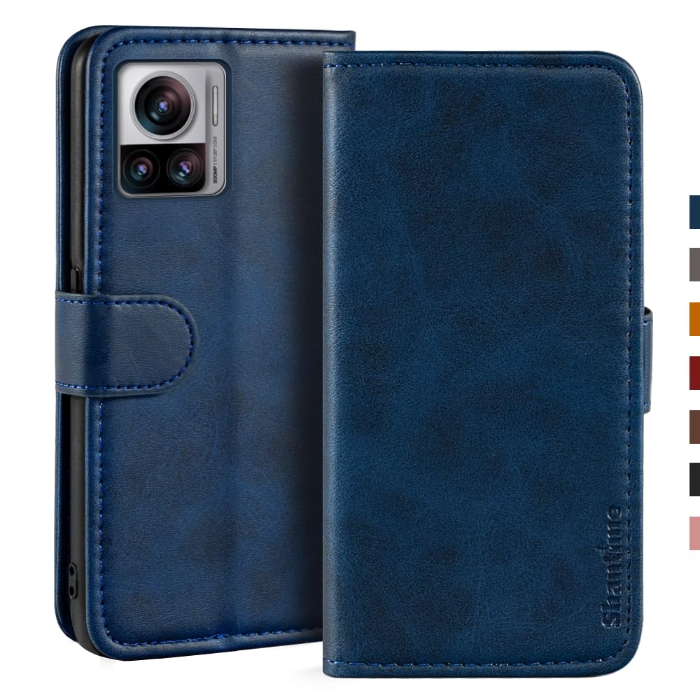 Custodia Portafoglio In Pelle PU Per Motorola Edge 30 Fusion: Flip Magnetica Con Porta Carte E Supporto, Blu Scuro