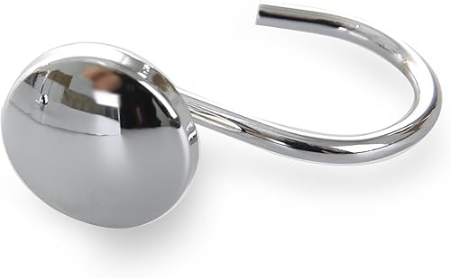 BINO Ganchos para cortina de ducha, cromados, juego de 12 unidades, ganchos para cortina de ducha, ganchos con anillos para cortina de ducha,