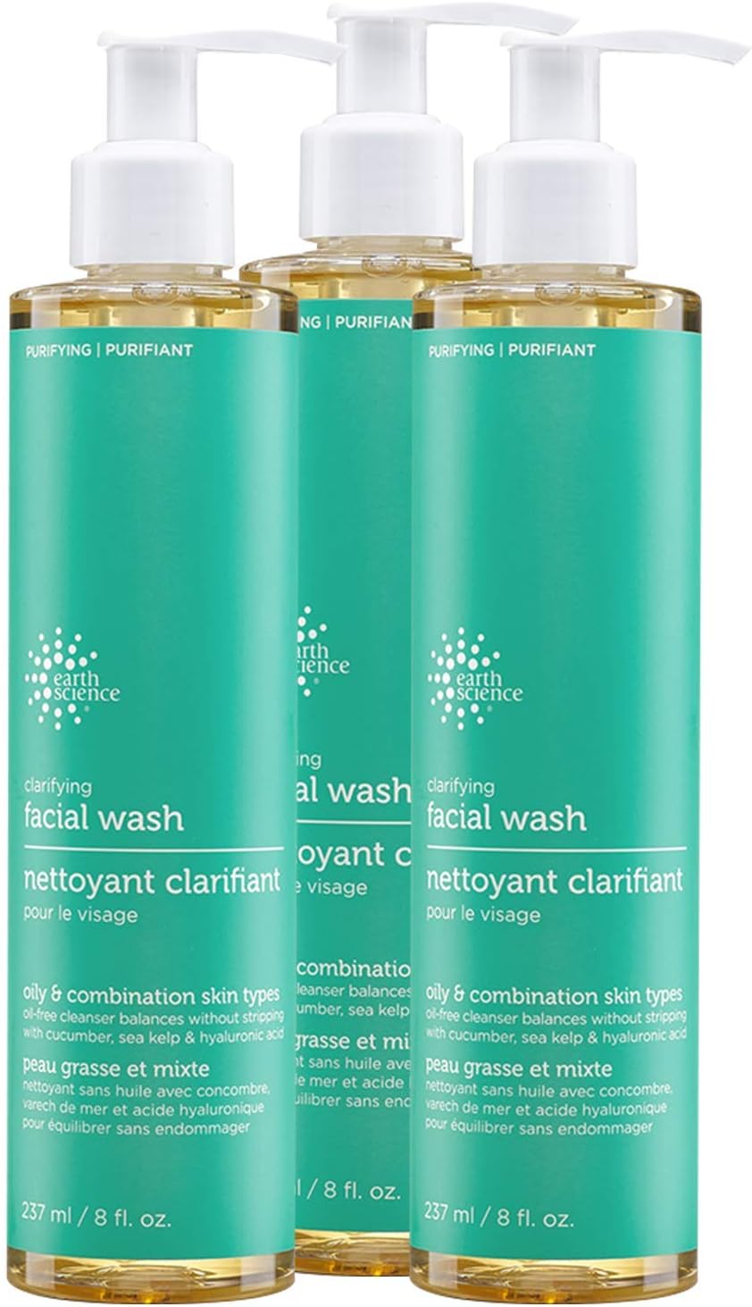 EARTH SCIENCE – Gentle Clarifying Facial Wash For Oily, Combination Skin Types (3pk, 8 fl. oz.)