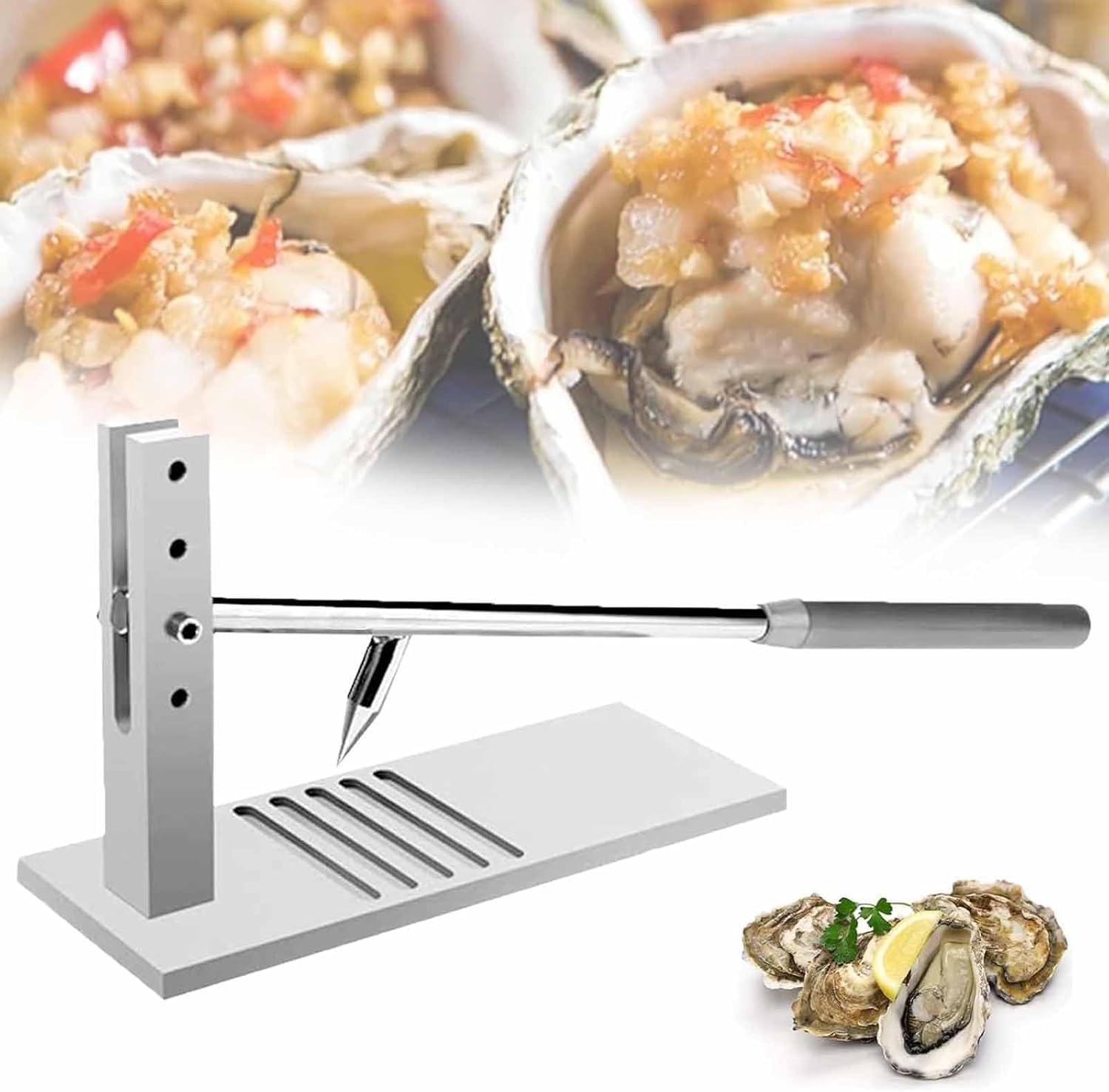 Strumento per aprire ostriche, regolabile, con guanti, clip di fissaggio, supporto stabile, facile da pulire, per casa, cucina, ristorante, buffet
