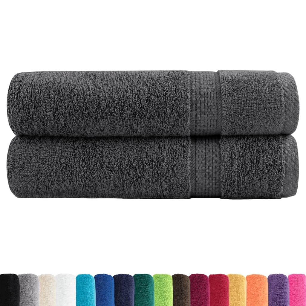 Fengshui Badetuch 100x150 cm 2 STK Anthrazit 600 g/m² | 100% Ringgesponnene Baumwolle, OEKO-TEX Zertifiziert, Mit Schlaufe, Maschinenwaschbar
