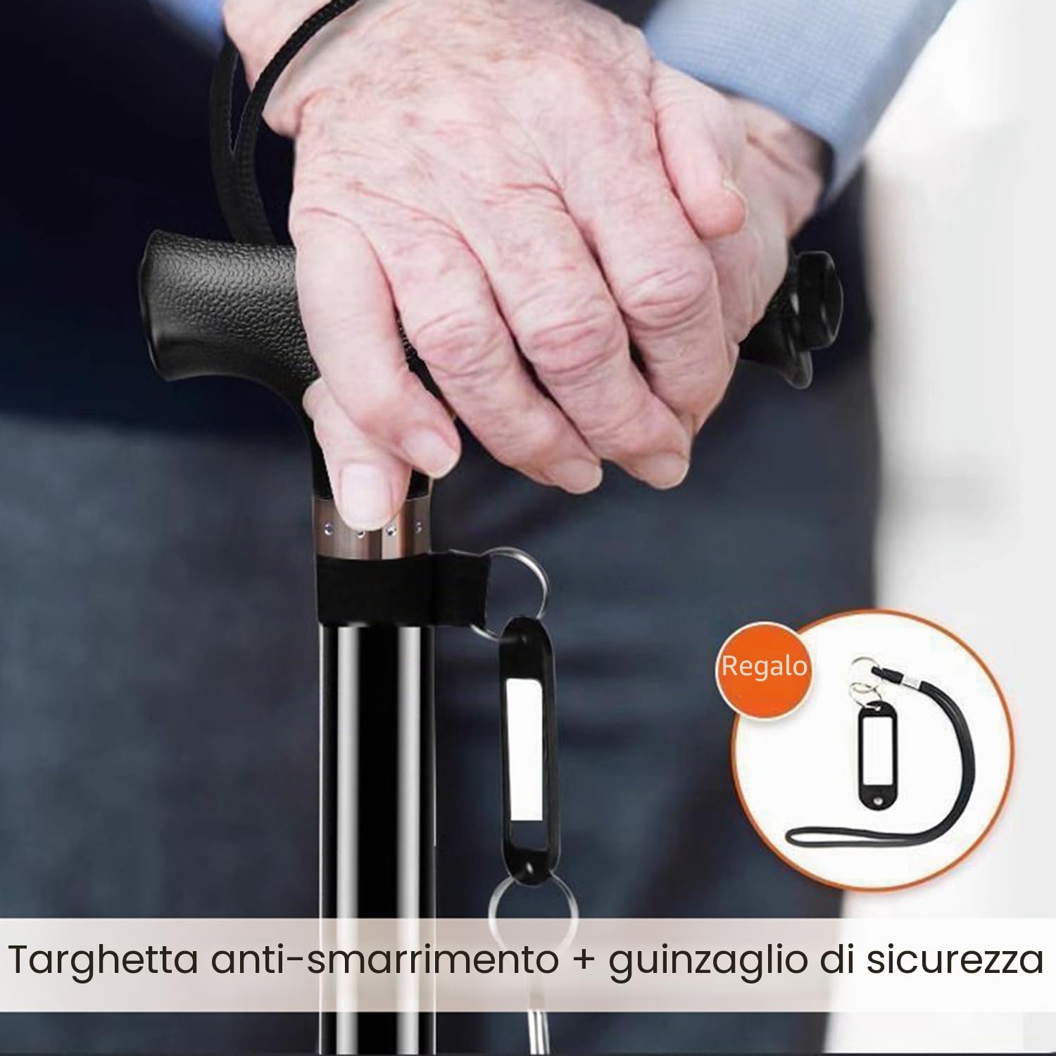 Cane Con Luce a Led Per Gli Anziani,Canna Da Passeggio Con Manico Ergonomico Sempre e Una Graziosa Base a 4 Punte Per Ulteriore Stabilità,10 Livelli Di Regolazione Dell'Altezza Da 72 a 94 Cm,Unisex