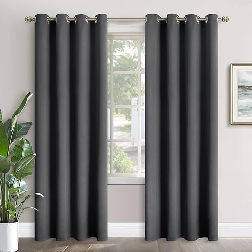 YoungsTex - Cortinas blackout para dormitorio y sala, aislamiento térmico, ojales, oscurecen la habitación, reducen el ruido, 2 paneles, 52 x 84