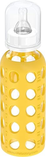 Miniatura 3 de Lifefactory Biberón de vidrio de 9 onzas con pezón de etapa 2 y funda protectora de silicona, mango