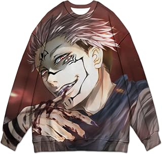 ZOSUO Adult Sweater Unisex 3D HD Printed Graphics Mens Pullover Sweatshirt Jujutsu Kaisen Anime Theme Printed Outerwear Ryomen Sukuna Cosplay Costume Jacket Everyday Wear