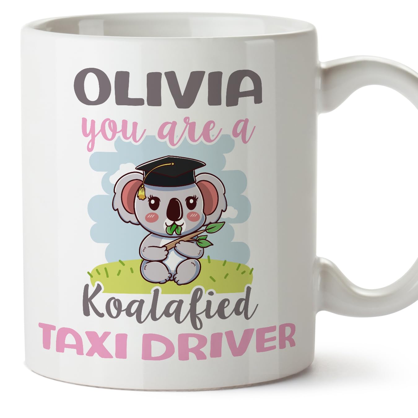 MUGFFINS Personalised Mug for Taxi Driver Woman - in English - Custom Koalafied - Funny Custom Gift for Colleagues - Ceramic 11oz Mug — image 1
