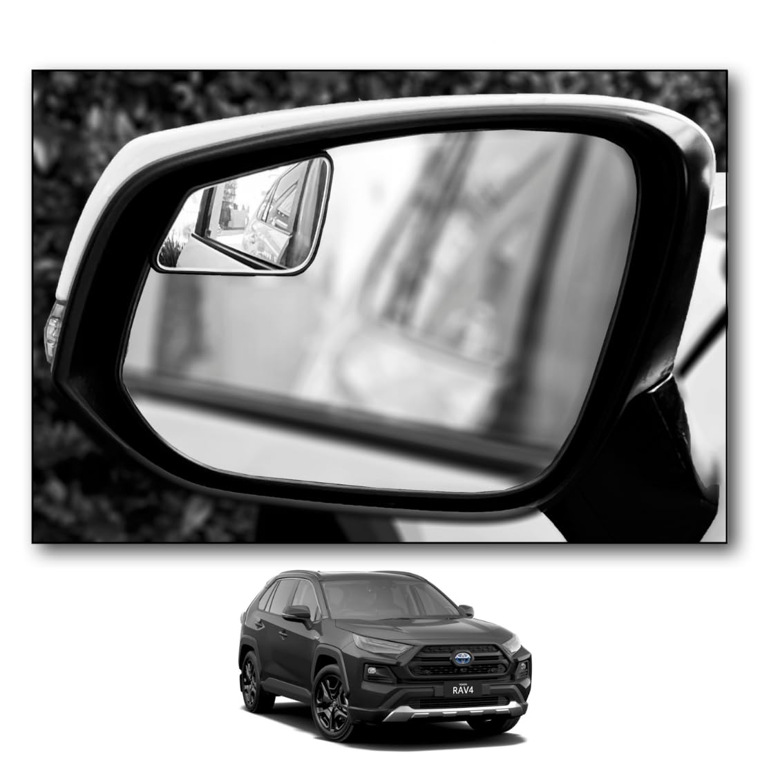 Custom Blind Spot Mirrors- Compatible with 2019- Present Toyota Rav4 | blind spot mirrors compatible with 5th Generation Rav4 factory mirrors | NXTGEN Extended View Blind Spot Mirrors