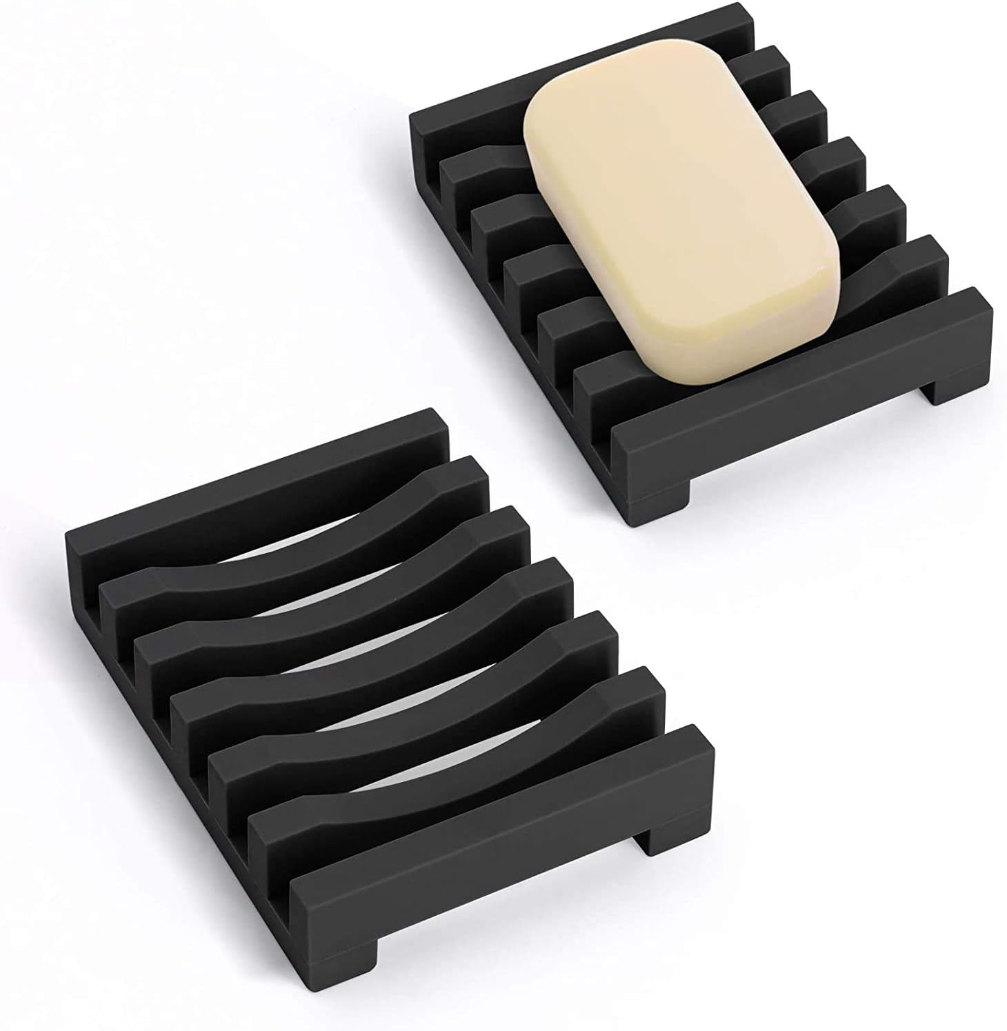 IDesign Jabonera De Metal Con Rejilla: Portajabón Negro Mate Para Baño – Mantén El Jabón Seco Y La Encimera Limpia