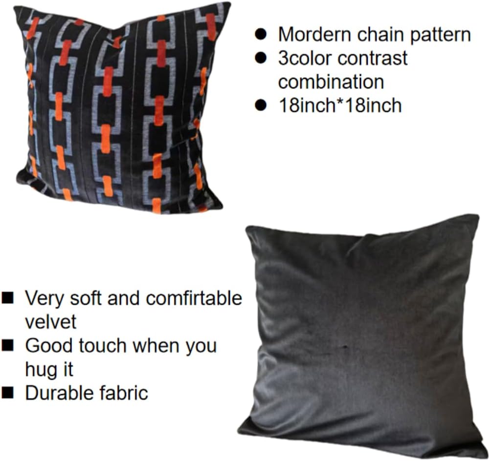 Living Room Decor Couch Throw Pillow Covers with Square 18 * 18 Set of 2 for Cozy Home Bed and Textured Velvet (Black)