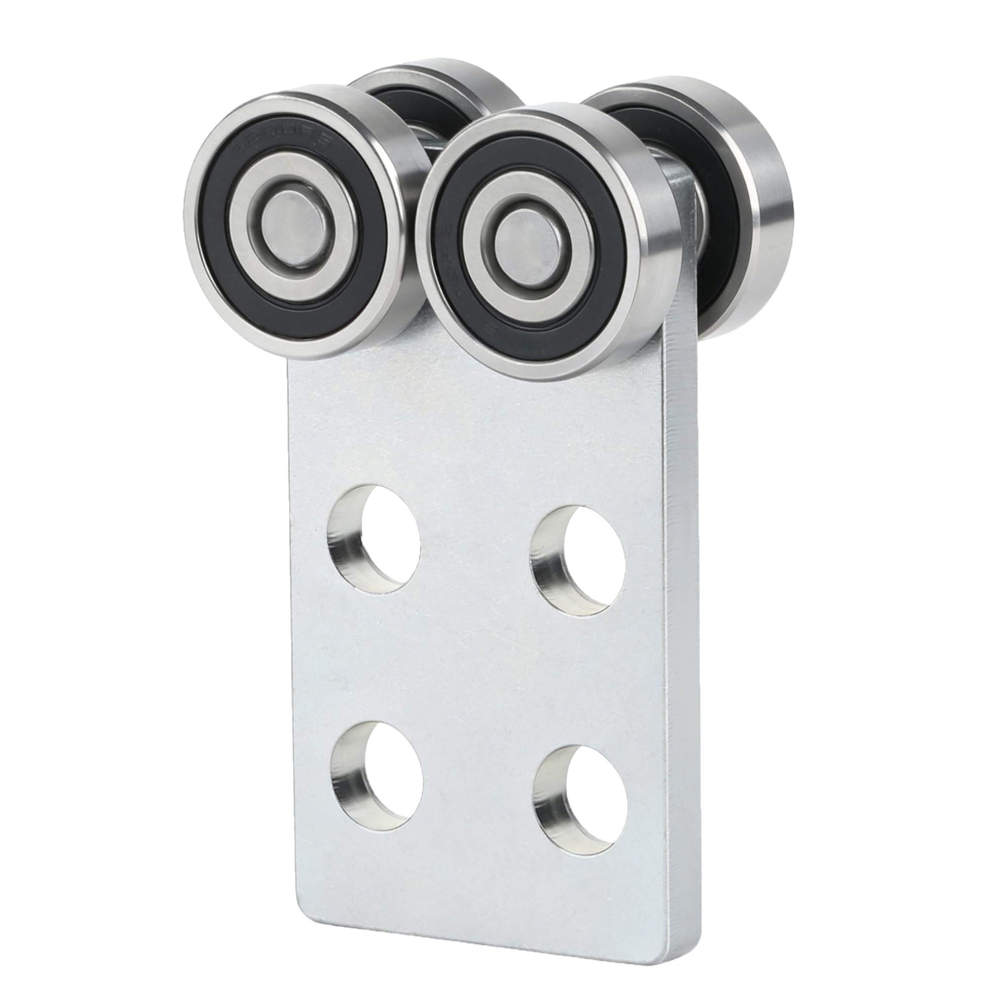 Rodillos de carro de 4 ruedas. Montaje de carrito de rodamiento. Espacio superior para tornillos de fijación, lo que permite el uso de canal de puntal de 1-5/8 pulgadas de alto