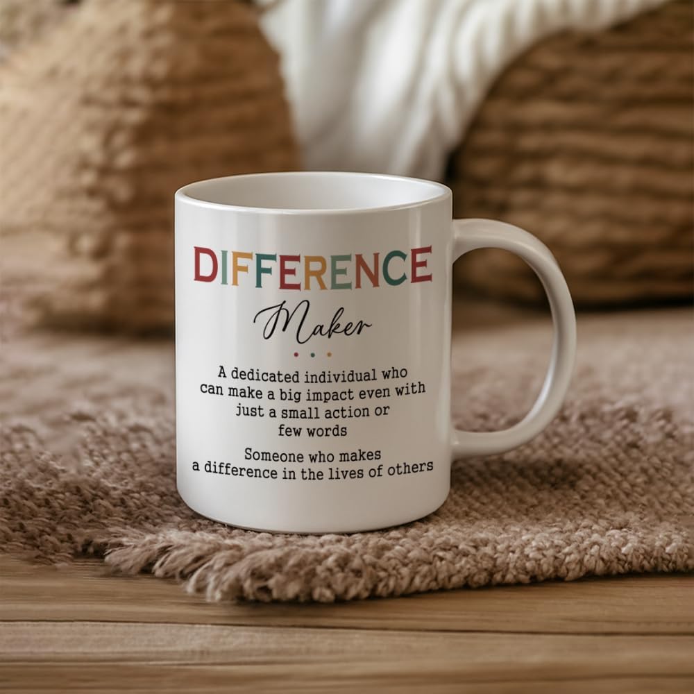 Difference Maker Mug Gift 11oz, Thank You Gifts for Women Men, Inspirational Gifts for Coworkers, Novelty Christmas Birthday Gifts for Boss Employee Teachers Nurse - Image 5