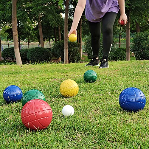 90Mm Bocce Set With Carry Bag, Batchi Ball Set Includes 8 All Weather Bocce Game Balls In 2 Or 4 Team Colors, 1 Palino. Batchi Ball Set, Bochie Ball Set, Summer Outdoor Party Game For All Age #TOP3
