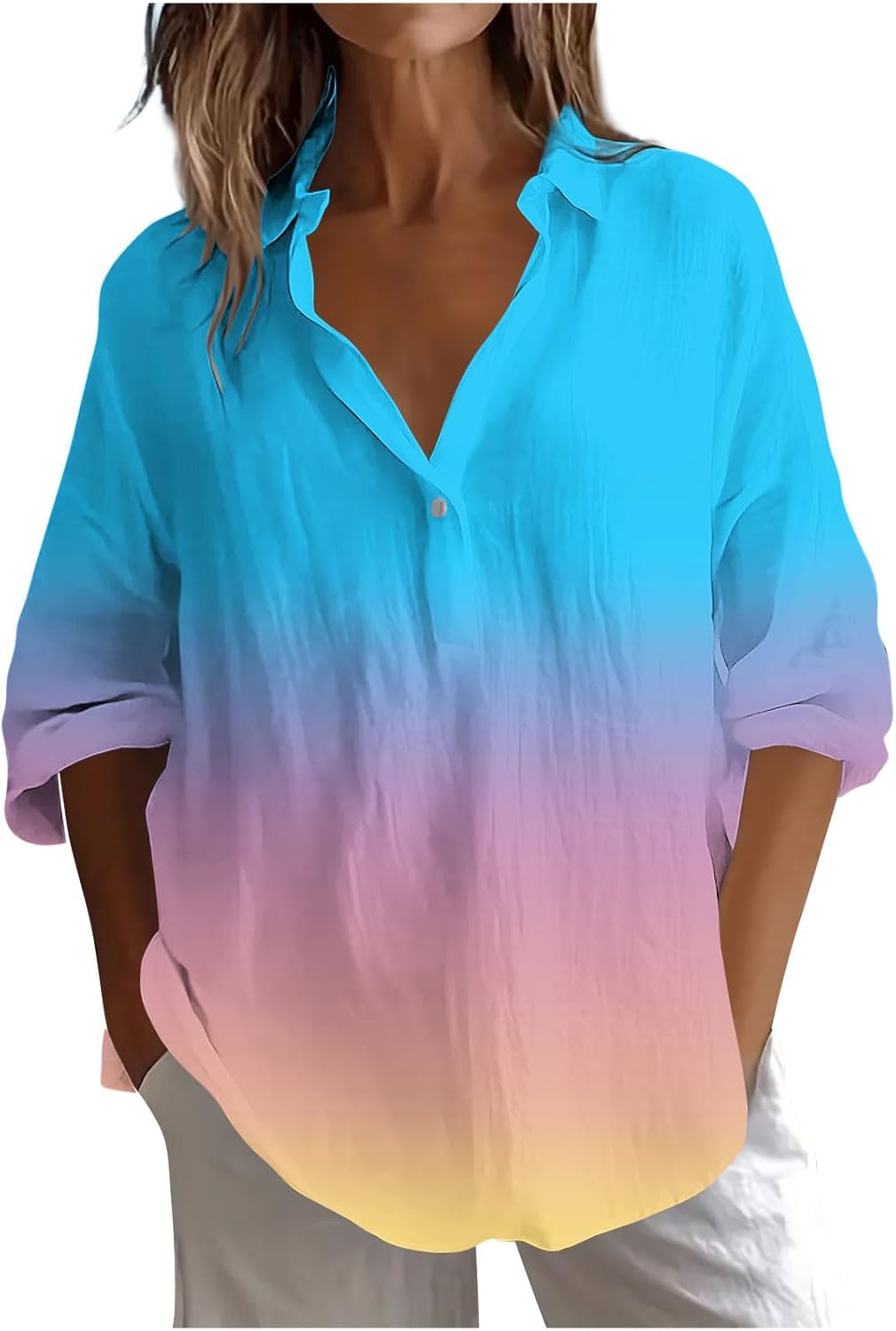 Womens Top Loose Fit Blouses for Women Long Sleeve High Neck Fall Summer Shirt 2026