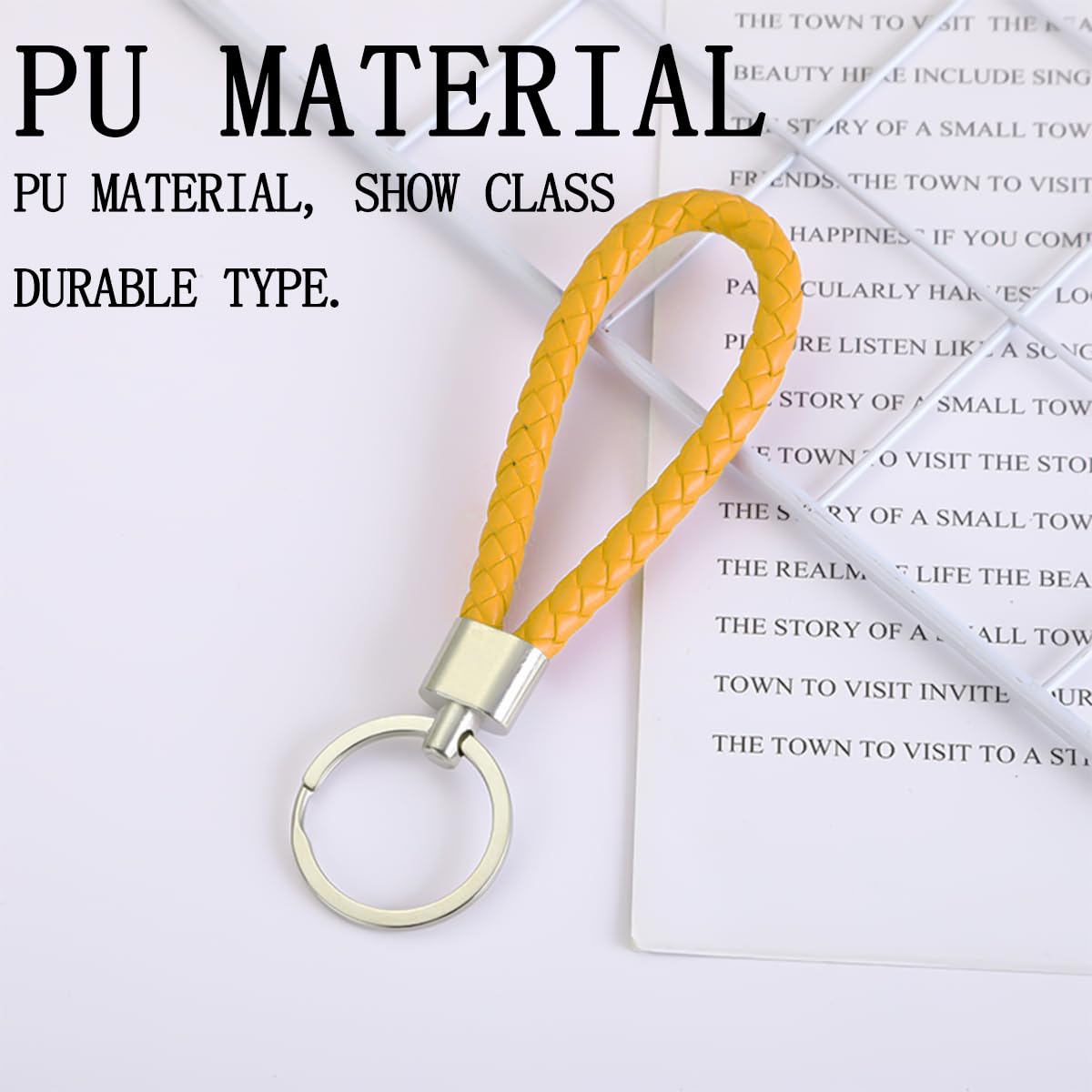 Portachiavi Aspetto Pelle Metallo Anello Intrecciata Nastro - Foto 6